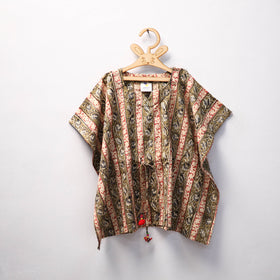 Brown Kalamkari Block Print Cotton Kids Kaftan (3-4 Years)
