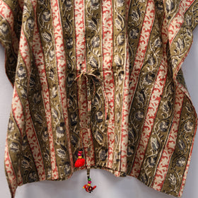 Brown Kalamkari Block Print Cotton Kids Kaftan (3-4 Years)