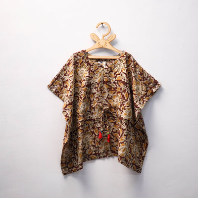 Brown - kalamkari cotton kids kaftan (3-4 years) 66