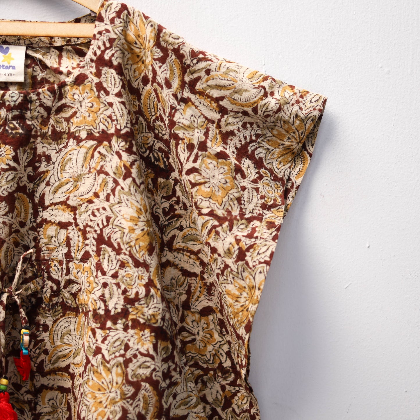 Brown - kalamkari cotton kids kaftan (3-4 years) 70