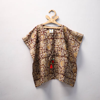 Brown - kalamkari cotton kids kaftan (3-4 years) 70
