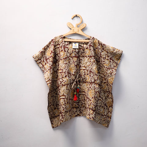 Brown - kalamkari cotton kids kaftan (3-4 years) 70