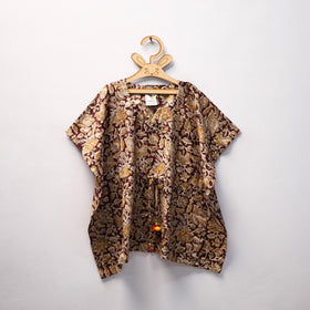 Brown Kalamkari Block Print Cotton Kids Kaftan (3-4 Years)