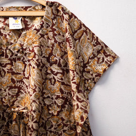 Brown Kalamkari Block Print Cotton Kids Kaftan (3-4 Years)