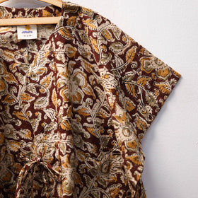 Brown Kalamkari Block Print Cotton Kids Kaftan (3-4 Years)