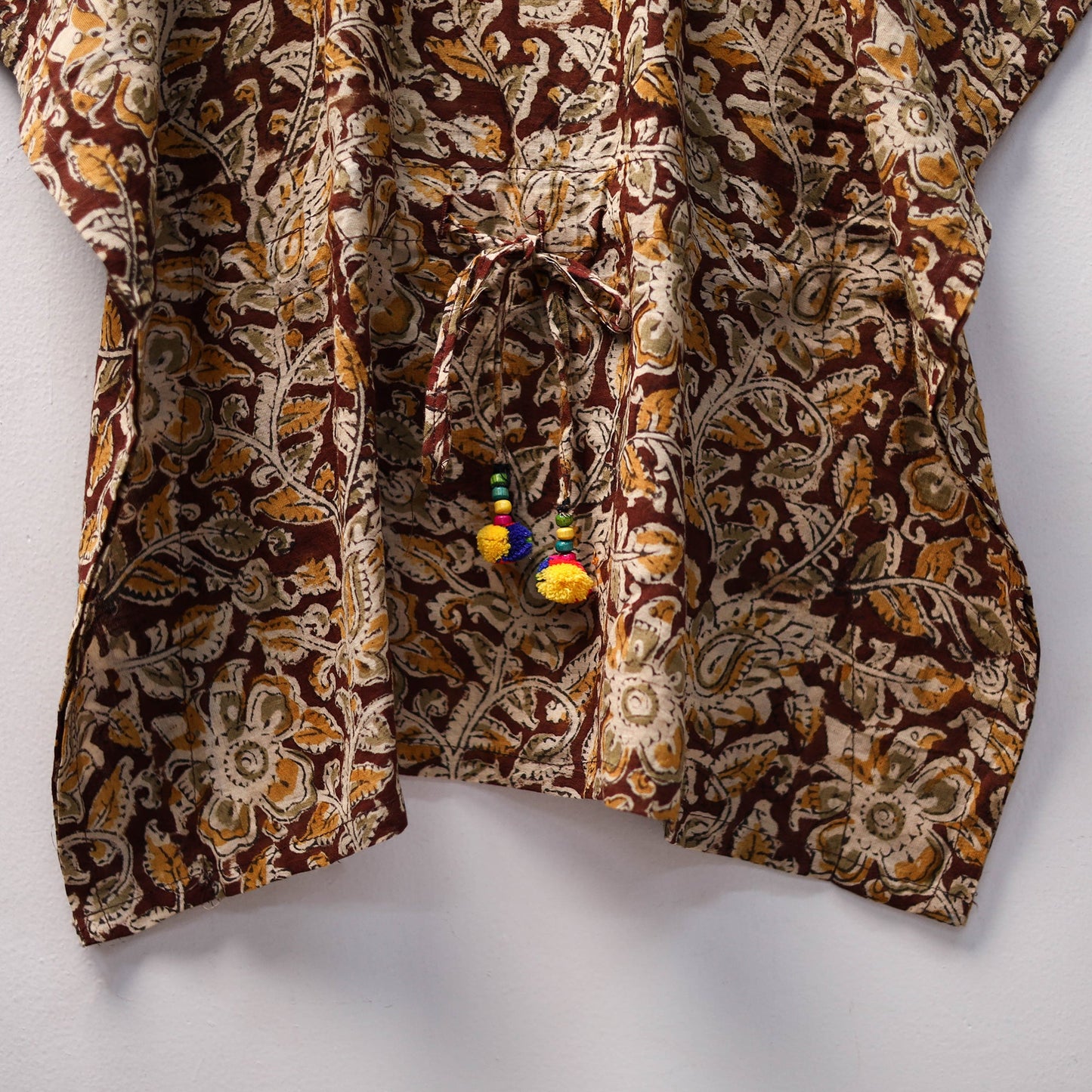 Brown Kalamkari Block Print Cotton Kids Kaftan (3-4 Years)