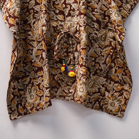 Brown Kalamkari Block Print Cotton Kids Kaftan (3-4 Years)