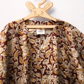 Brown Kalamkari Block Print Cotton Kids Kaftan (3-4 Years)
