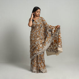  Kalamkari Print Cotton Saree with Blouse Online at iTokri.com