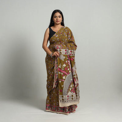  Kalamkari Print Cotton Saree with Blouse Online at iTokri.com