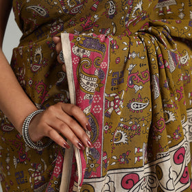  Kalamkari Print Cotton Saree with Blouse Online at iTokri.com