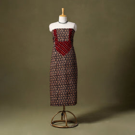 Brown - kalamkari cotton unstitched kurta material (2.6m)
