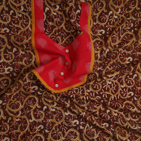 Brown - kalamkari cotton unstitched kurta material