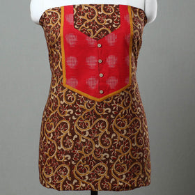 Brown - kalamkari cotton unstitched kurta material