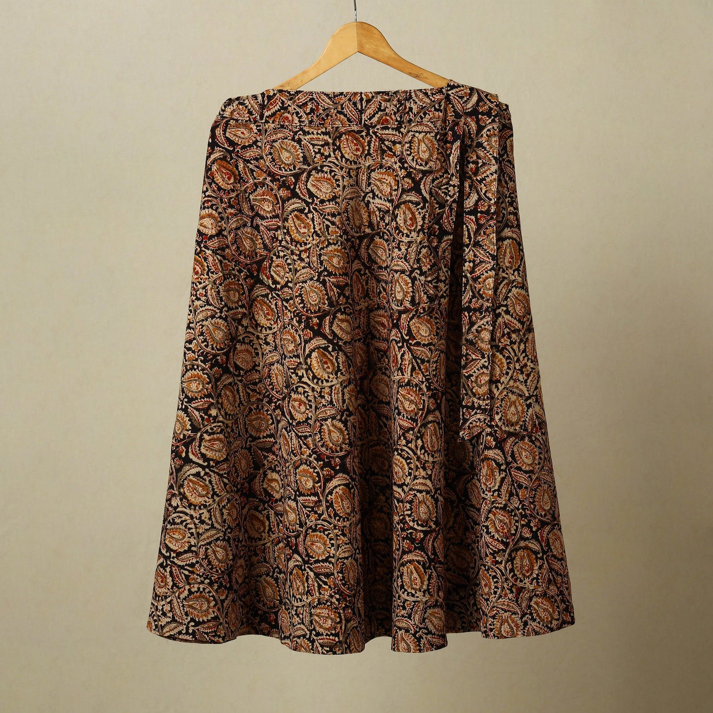Brown - kalamkari cotton wrap around skirt 48 - handcrafted