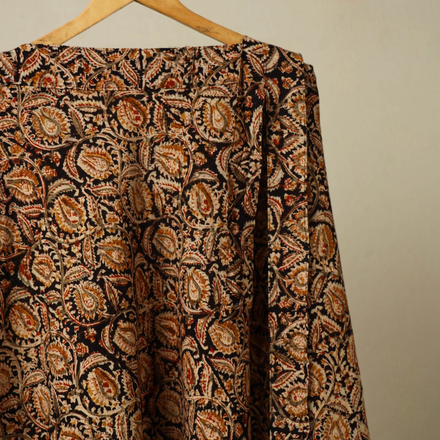 Brown - kalamkari cotton wrap around skirt 48 - handcrafted