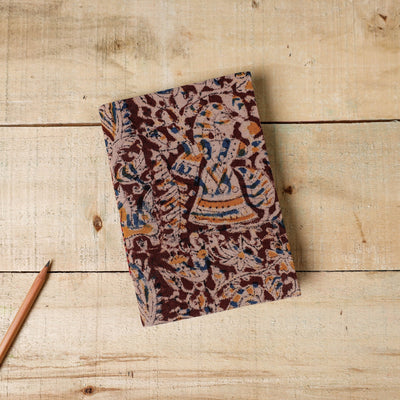Brown - Kalamkari Fabric Cover Handmade Paper Notebook (7 x 5 in)