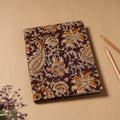 Brown - Kalamkari Fabric Cover Handmade Paper Notebook (9 x 7 in)
