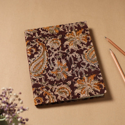 Brown - Kalamkari Fabric Cover Handmade Paper Notebook (9 x 7 in)