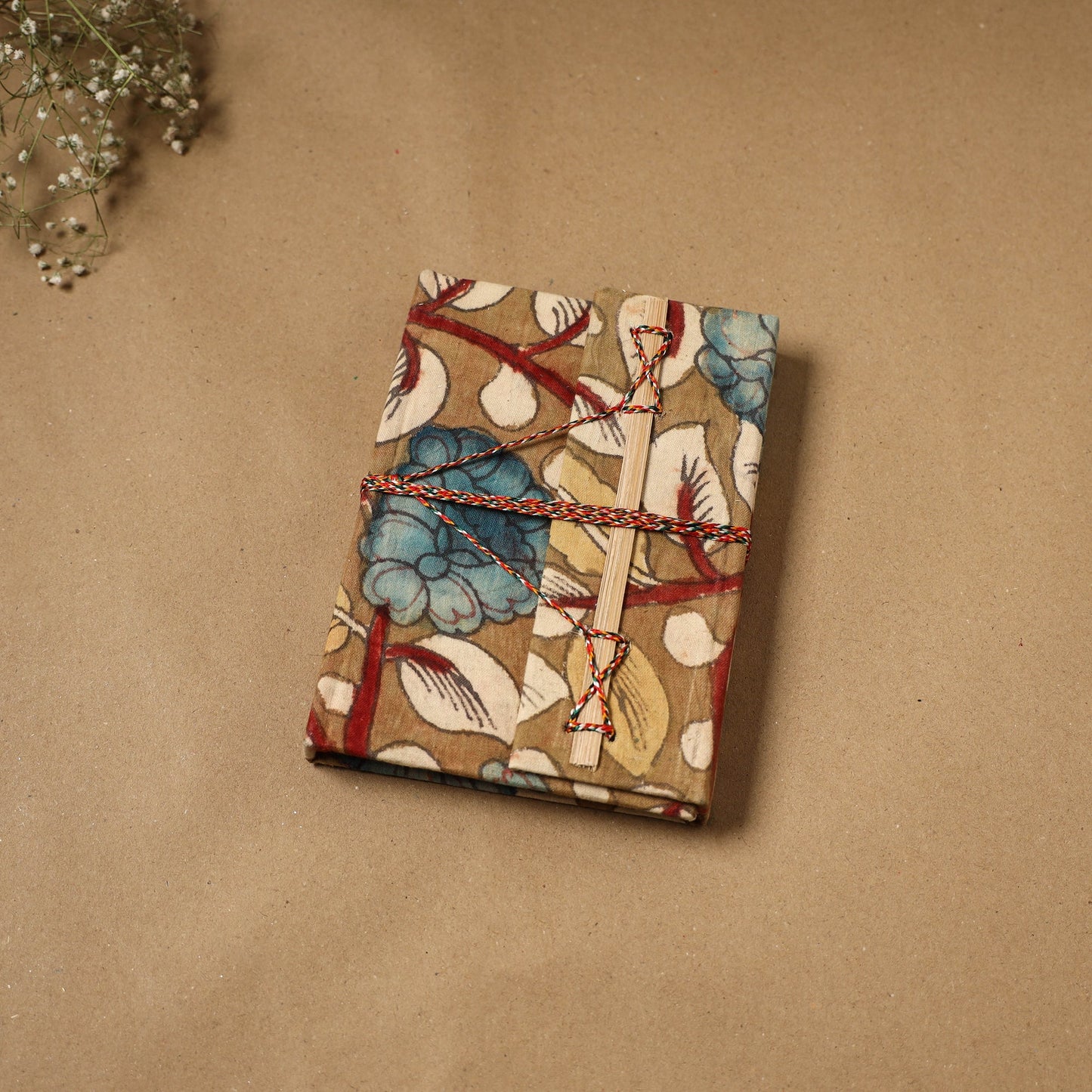 Kalamkari fabric cover handmade paper notebook with thread