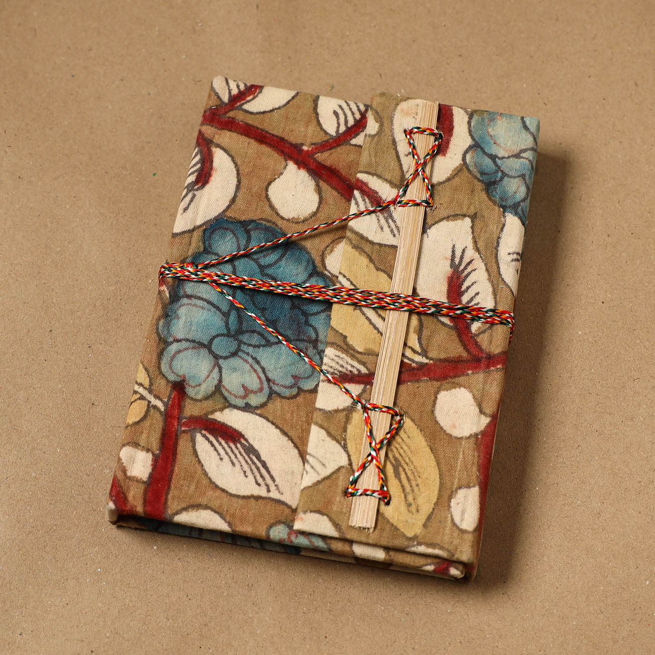 Kalamkari fabric cover handmade paper notebook with thread