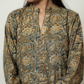 Kalamkari Hand Block Print Cotton Straight Kurta For Women