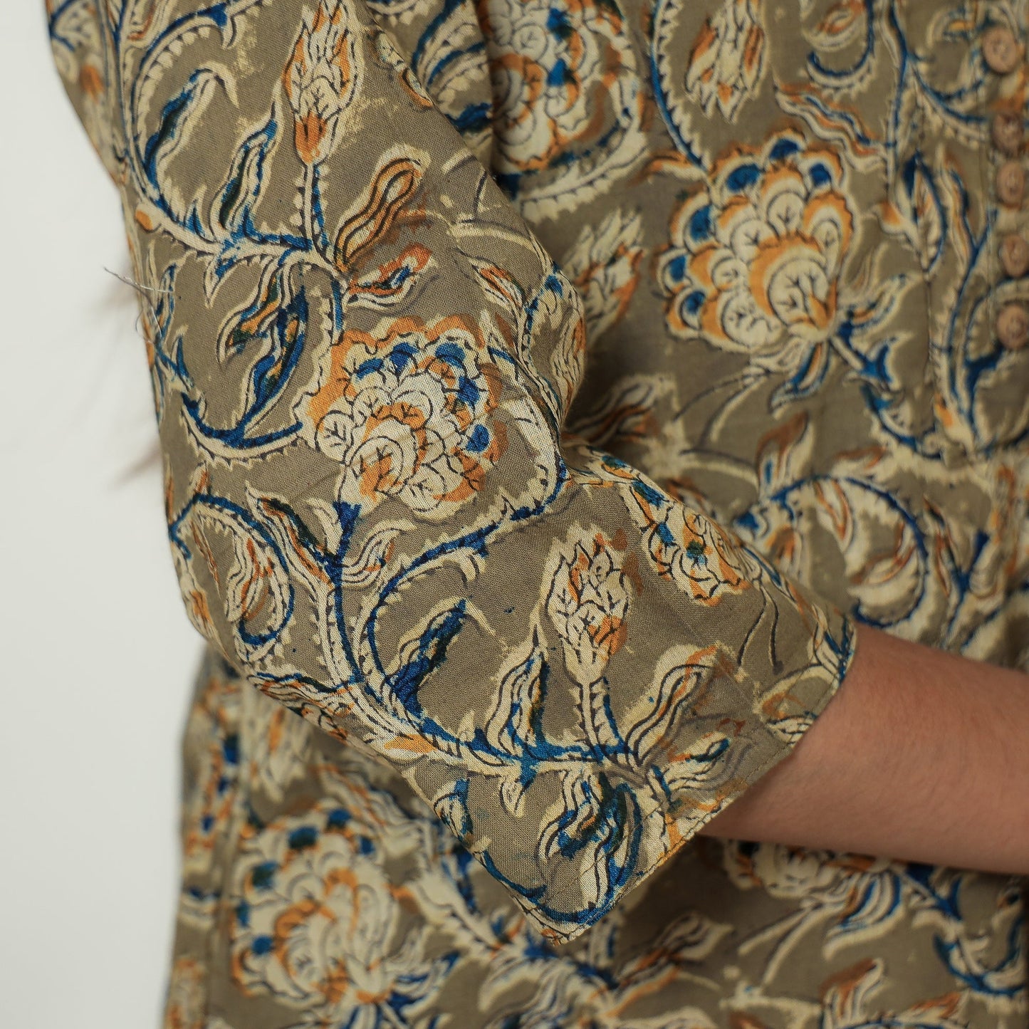Kalamkari Hand Block Print Cotton Straight Kurta For Women