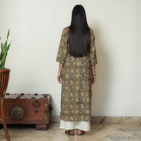 Kalamkari Hand Block Print Cotton Straight Kurta For Women