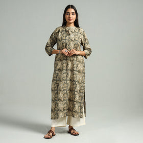 Brown - kalamkari hand block printed cotton straight kurta