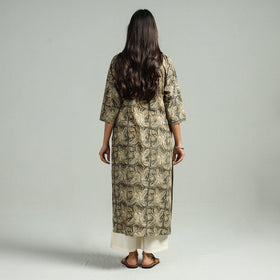Brown - kalamkari hand block printed cotton straight kurta
