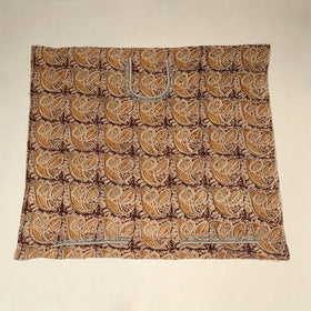 Brown Kalamkari Print Hand Embroidery Cotton Blouse Piece