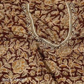 Brown - kalamkari hand embroidery cotton blouse piece 32