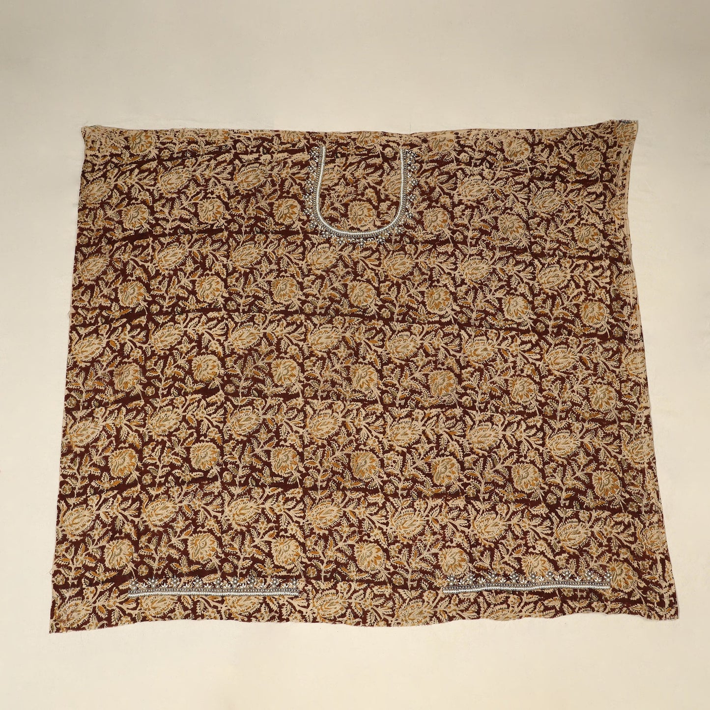 Brown - kalamkari hand embroidery cotton blouse piece 32