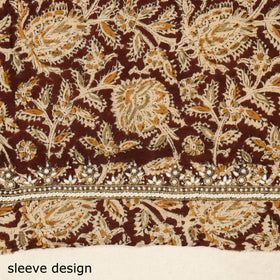 Brown - kalamkari hand embroidery cotton blouse piece 32