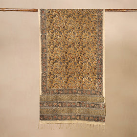Brown Kalamkari Print Handloom Cotton Mangalagiri Stole