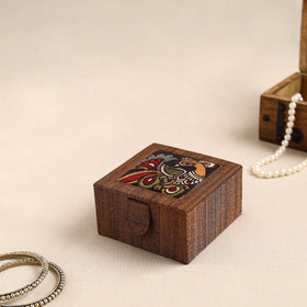 Brown Kalamkari Handpainted Ghicha Silk Bangle Box (Small)