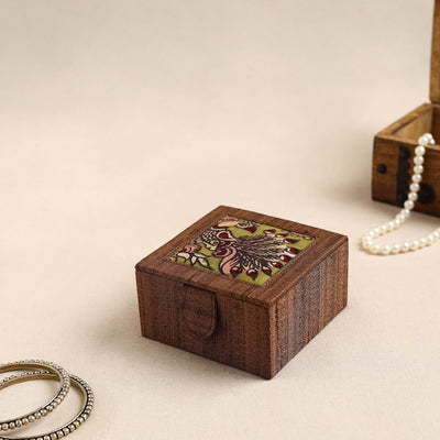 Brown Kalamkari Handpainted Ghicha Silk Bangle Box (Small)