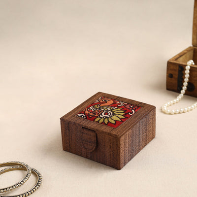 Brown Kalamkari Handpainted Ghicha Silk Bangle Box (Small)