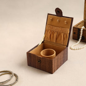 Brown Kalamkari Handpainted Ghicha Silk Bangle Box (Small)