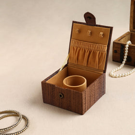 Brown Kalamkari Handpainted Ghicha Silk Bangle Box (Small)