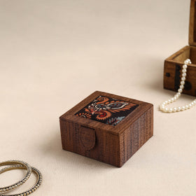 Brown Kalamkari Handpainted Ghicha Silk Bangle Box (Small)
