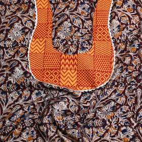 Buy Brown Kalamkari Print Patchwork Cotton Kurta Material