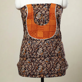 Buy Brown Kalamkari Print Patchwork Cotton Kurta Material