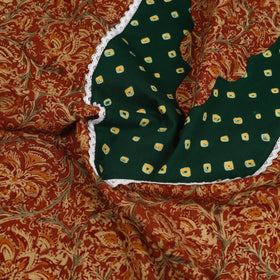 Buy Brown Kalamkari Print Patchwork Cotton Kurta Material