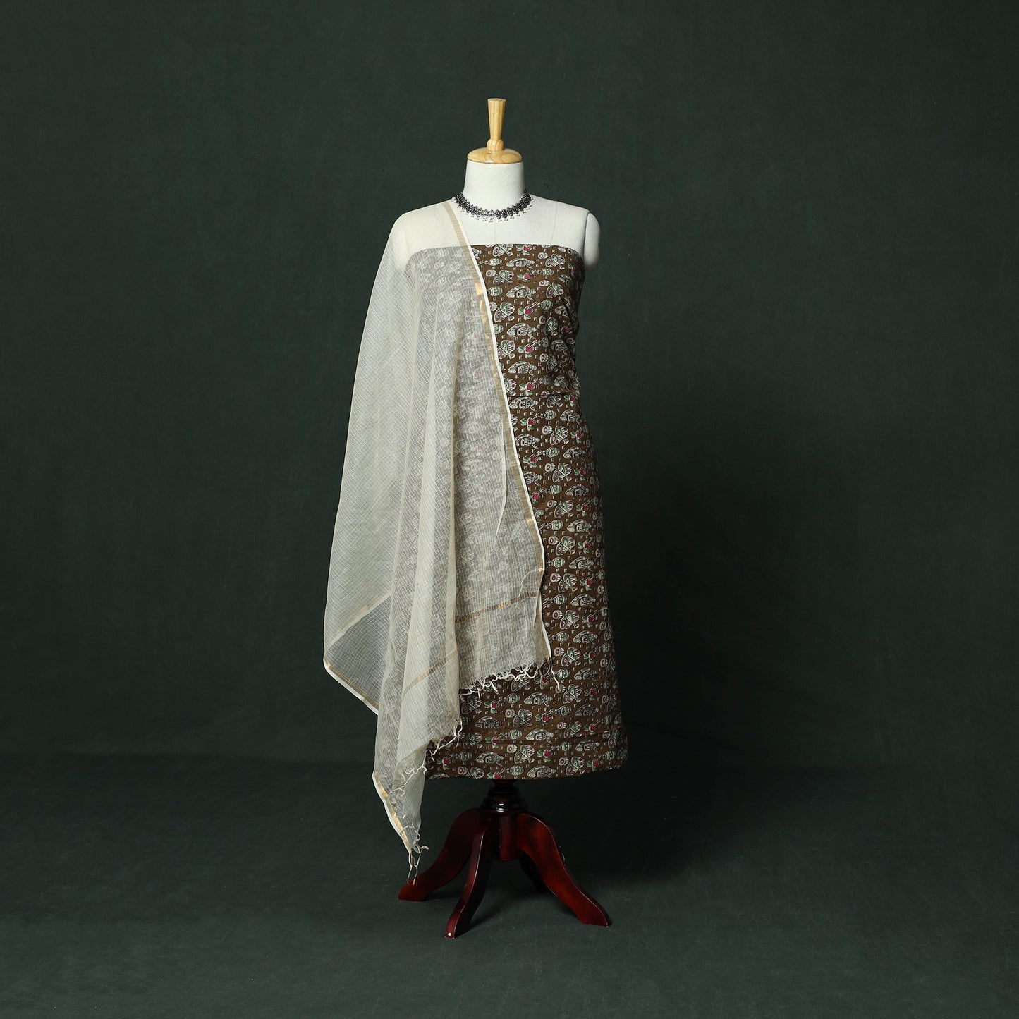 Kalamkari printed cotton 2pc unstitched dress material