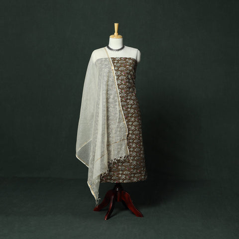 Kalamkari printed cotton 2pc unstitched dress material