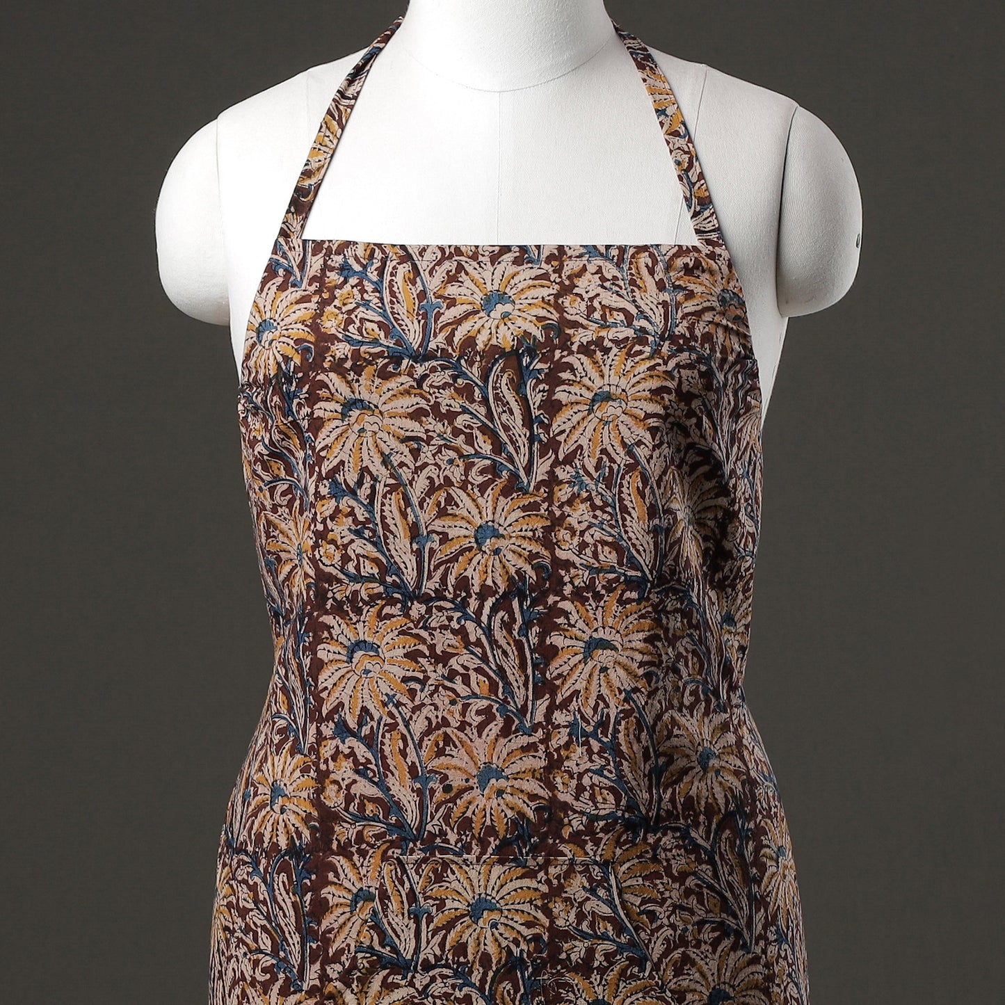 Kalamkari Block Printed Cotton Apron with Pocket 