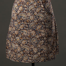 Brown Kalamkari Block Printed Cotton Apron with Pocket 