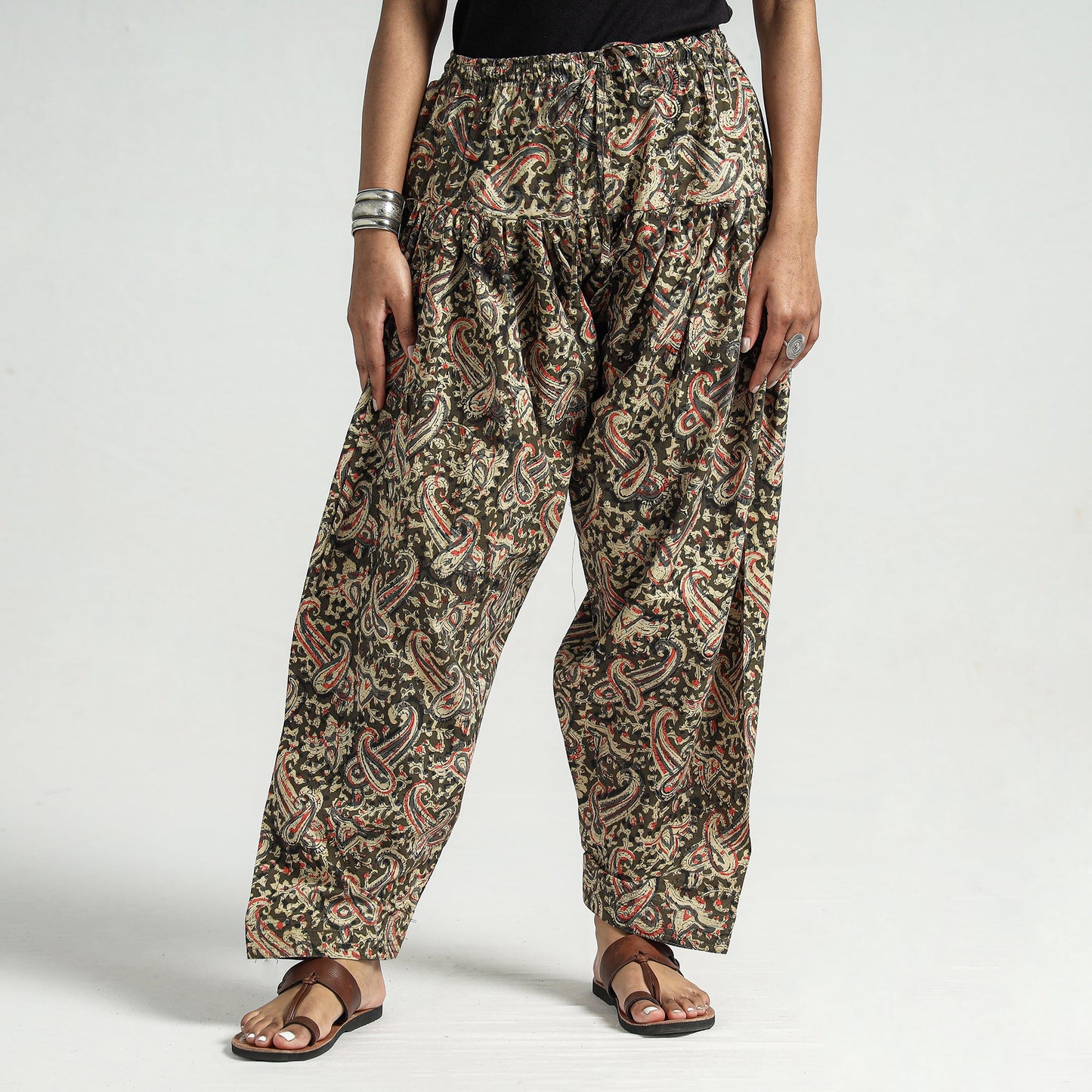 Buy Kalamkari Block Printed Cotton Elasticated Salwar Online at iTokri.com