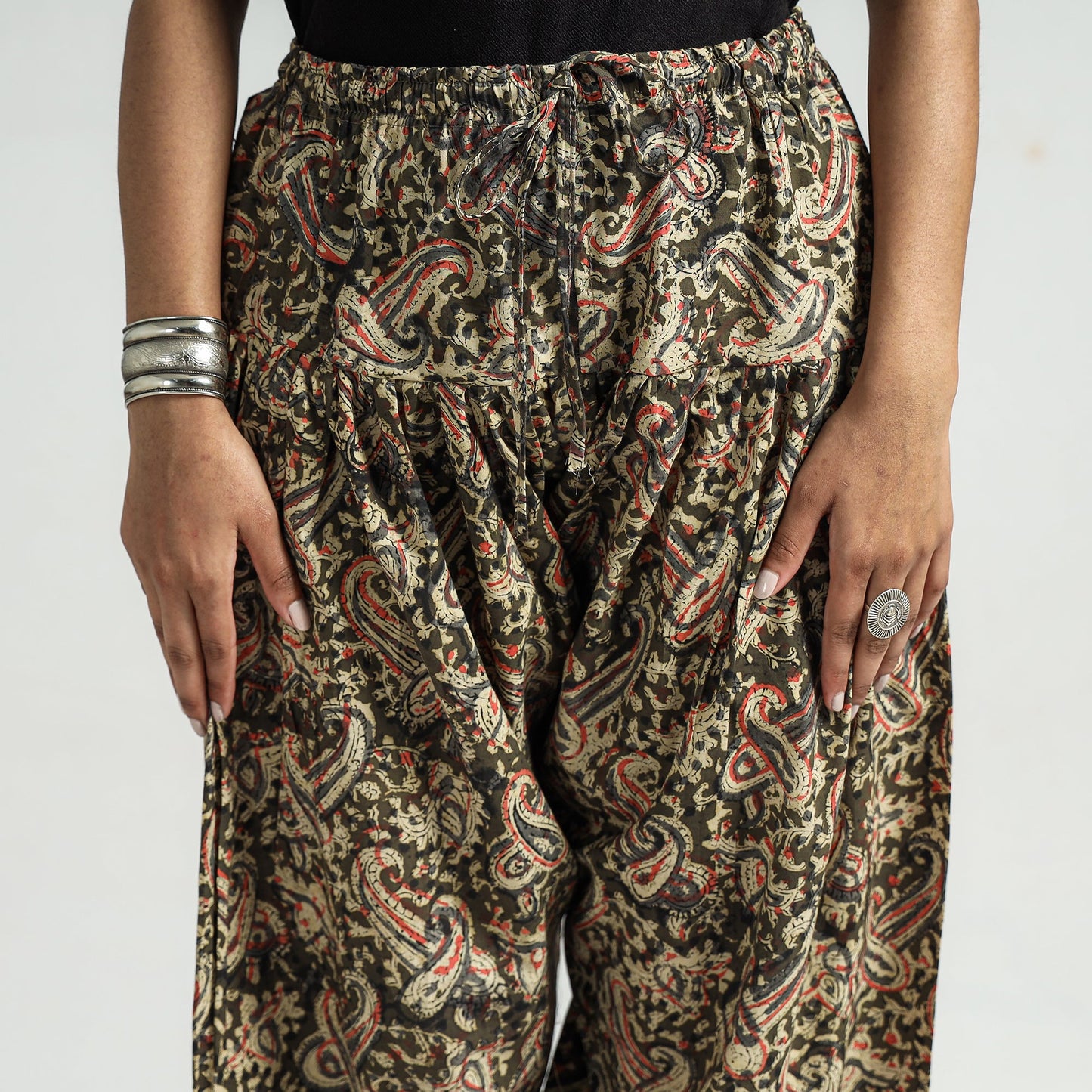 Buy Kalamkari Block Printed Cotton Elasticated Salwar Online at iTokri.com